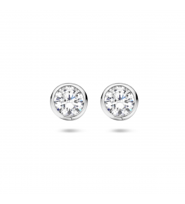 Zilver oorknop zetkast met zirkonia  7.5 mm - 1004
