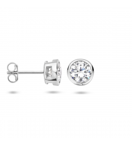 Zilver oorknop zetkast met zirkonia  9 mm - 1005