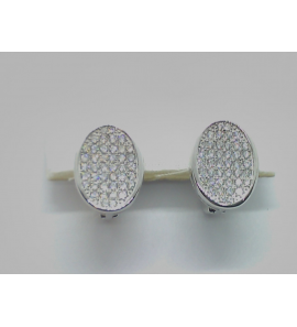 Zilver klap-oorringen pavé gest ovaal - 1021