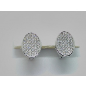 Zilver klap-oorringen pavé gest ovaal - 1021