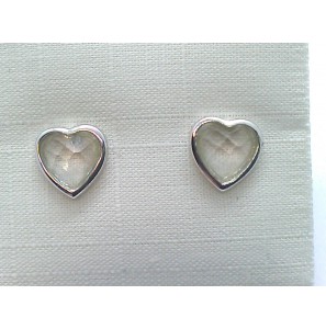 Zilver oorknop met zirkonia hart - 1024