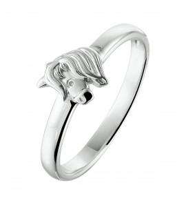 Zilver kinderring paardenhoofd  mt. 14 - 1039