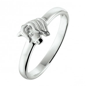 Zilver kinderring paardenhoofd  mt. 14 - 1039