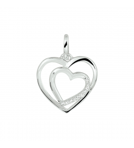 Zilver hanger harten  met zirkonia - 1047