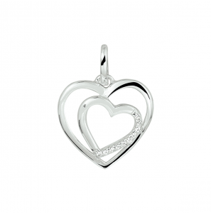 Zilver hanger harten  met zirkonia - 1047