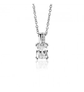 ZINZI zlv. hanger 14mm met rechthoekige witte zirconia en luxe hangoog ZIH2392 - 1095