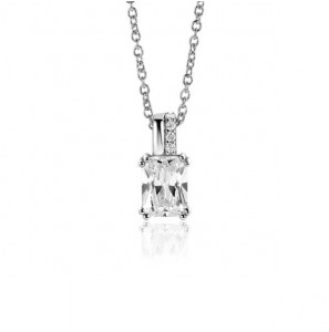 ZINZI zlv. hanger 14mm met rechthoekige witte zirconia en luxe hangoog ZIH2392 - 1095