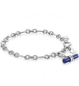 ZINZI zlv. armband (4mm breed) met trendy kapittelstokje (T-bar) bezet met lapis lazuli 18-20cm ZIA2478 - 1098