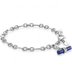 ZINZI zlv. armband (4mm breed) met trendy kapittelstokje (T-bar) bezet met lapis lazuli 18-20cm ZIA2478 - 1098