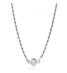 ZINZI zlv. koord ketting bezet met een ronde witte zirconia 40-45cm ZIC2461 - 1102