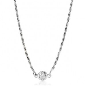 ZINZI zlv. koord ketting bezet met een ronde witte zirconia 40-45cm ZIC2461 - 1102
