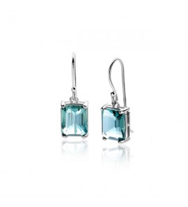 ZINZI zlv. oorhangers met groenachtig blauwe (petrol) kleursteen in vierpootszetting ZIO2487 - 1124