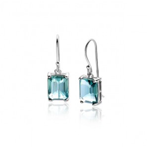 ZINZI zlv. oorhangers met groenachtig blauwe (petrol) kleursteen in vierpootszetting ZIO2487 - 1124