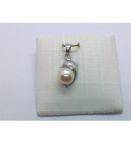 Zilver hanger dolfijn met rose parel - 1134