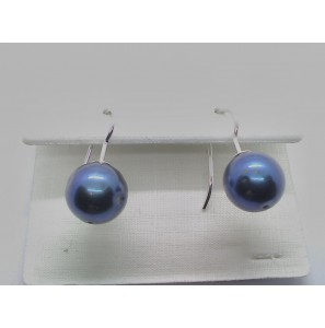 Zilveren parel oorhangers zwart 10-11mm - 1152