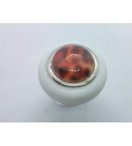 Zilver RH dames ring met witte onix en parelmoer - 1153