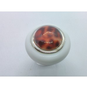 Zilver RH dames ring met witte onix en parelmoer - 1153