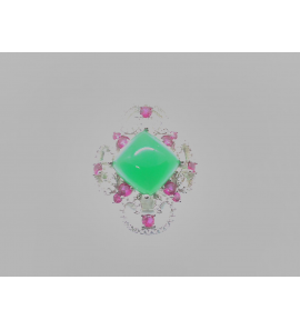 Zilver dames ring met zirkonia en chalcedoon - 1156