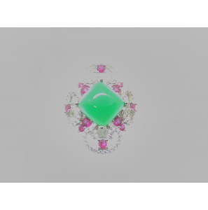 Zilver dames ring met zirkonia en chalcedoon - 1156