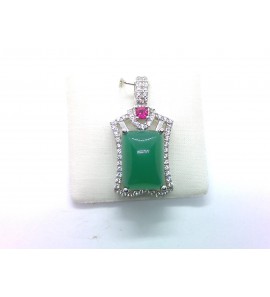 Zilver hanger met zirkonia en chalcedoon - 1158