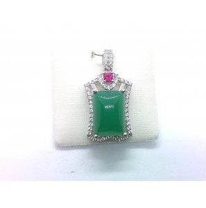 Zilver hanger met zirkonia en chalcedoon - 1158