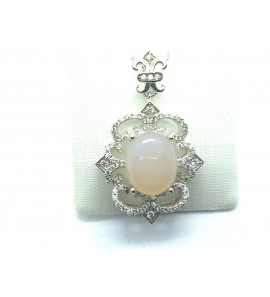 Zilver hanger met zirkonia en chalcedoon - 1159
