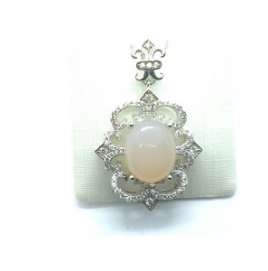 Zilver hanger met zirkonia en chalcedoon - 1159