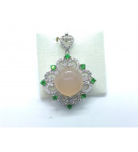 Zilver hanger met zirkonia en chalcedoon - 1160