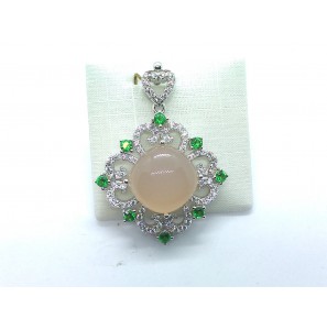 Zilver hanger met zirkonia en chalcedoon - 1160