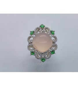 Zilver dames ring met zirkonia en chalcedoon - 1162