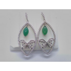 Zilver oorhangers met zirkonia en chalcedoon - 1163