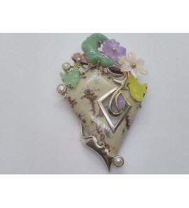 Zilver hanger met echte edelstenen - 1169