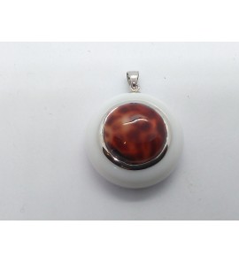 Zilver RH hanger met wit onyx en parelmoer - 1171