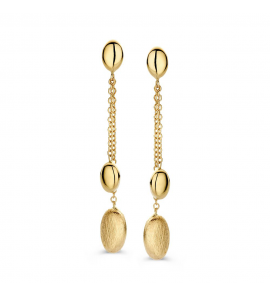 Goud oorhangers met ankel schakels en druppel mat/glans - 1181