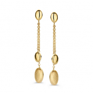 Goud oorhangers met ankel schakels en druppel mat/glans - 1181