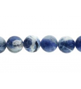 Edelsteen snoer van Sodaliet gemaleerd 8 mm rond met silver sluiting 41-47 cm - 1203
