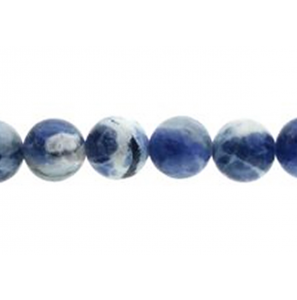 Edelsteen snoer van Sodaliet gemaleerd 8 mm rond met silver sluiting 41-47 cm - 1203