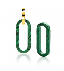 ZINZI zilv. oorbedels ovaal 30 mm malachiet ZICH2456G - 1304
