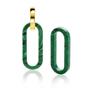 ZINZI zilv. oorbedels ovaal 30 mm malachiet ZICH2456G - 1304