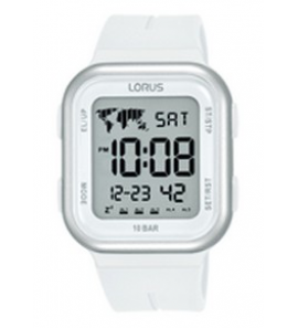 Lorus heren digitaal wit siliconen 100m - 1329