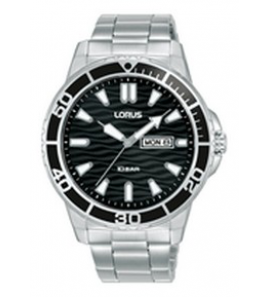 Lorus heren staal bracelet zwart 100 m wr - 1330