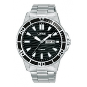 Lorus heren staal bracelet zwart 100 m wr - 1330
