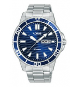 Lorus heren staal bracelet blauw 100 m wr - 1331