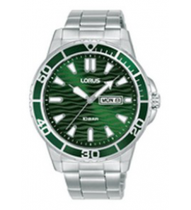 Lorus heren staal bracelet groen100 m wr - 1332