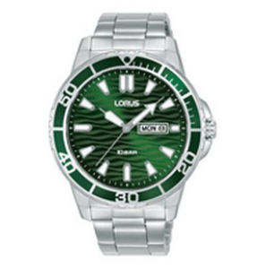 Lorus heren staal bracelet groen100 m wr - 1332