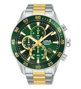 Lorus heren chronograaf bicolour bracelet groen 100 m wr - 1337