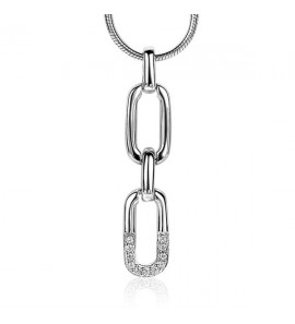 ZINZI zilveren ovale schakelhanger 31mm witte zirconia ZIH2114 - 1470
