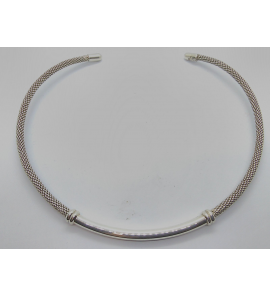 Zilver spangcollier popcorn/glade buis 5 mm - 1484