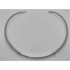 Zilver spangcollier popcorn/glade buis 5 mm - 1484
