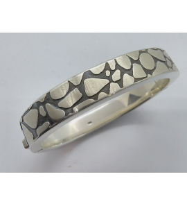 Zilver bangle 11 mm met grind-motief - 1486